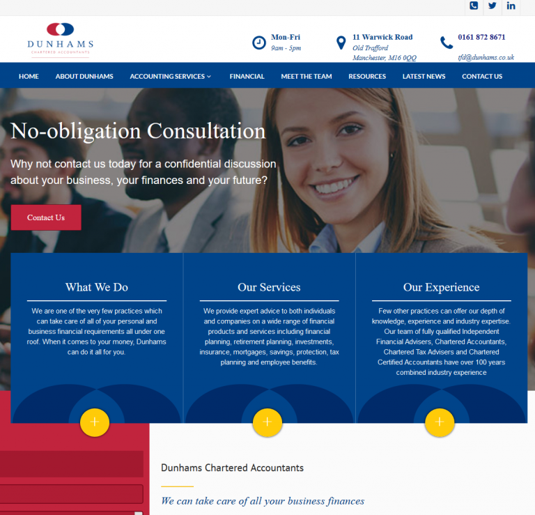 SEO Manchester Local Business Dunhams Accountants & Financial Services.